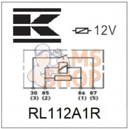 Relais 12V, normalement ouvert, 40A, avec résistance, sans support. | KRAMP Relais 12V, normalement ouvert, 40A, avec résistance