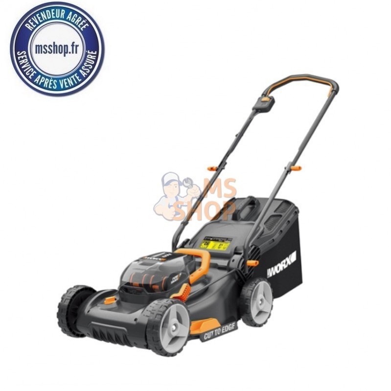 WG743E TONDEUSE POUSSEE 40 CM 40 V BAC 45L + MULCHING 2 BAT + 1 CHARG. | WORX