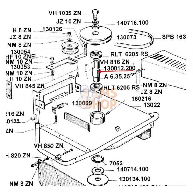 RL130012.200 ARBRE DE LAME USINE (MT32H9) | ROQUES ET LECOEUR