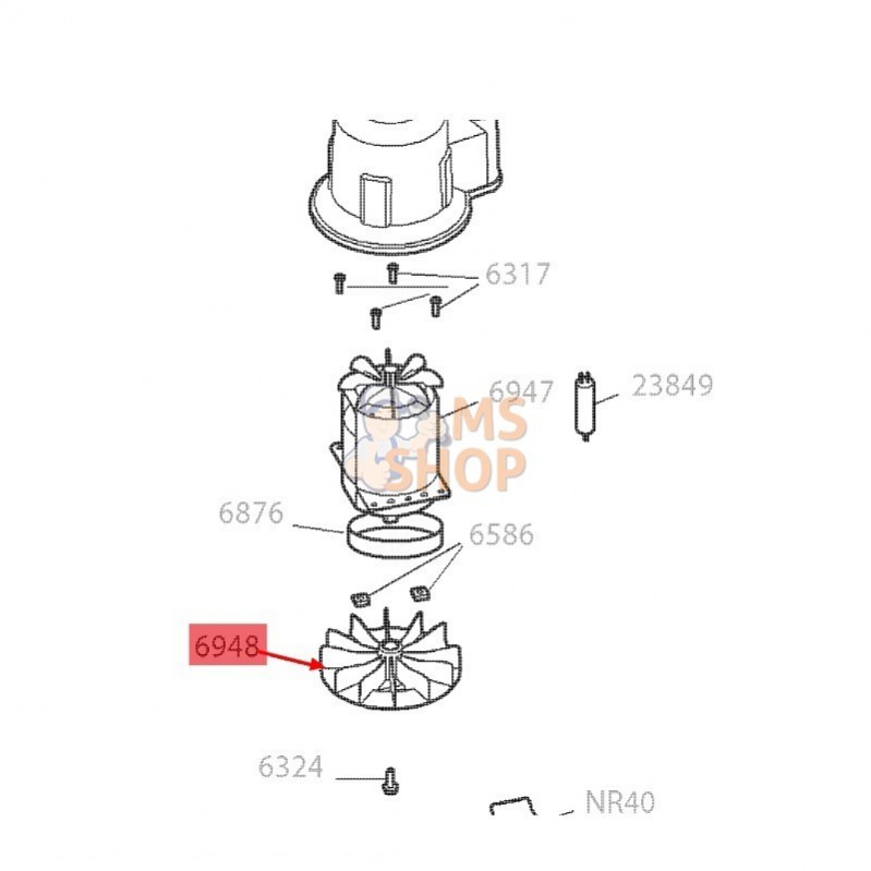 6948OW; OUTILS WOLF; Ventilateur 40Cm; pièce detachée