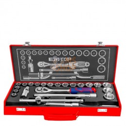 ÉTUI CLÉS 24 PIÈCES 1/2" Cr-V | EMTOP - EMT-ESKT12243