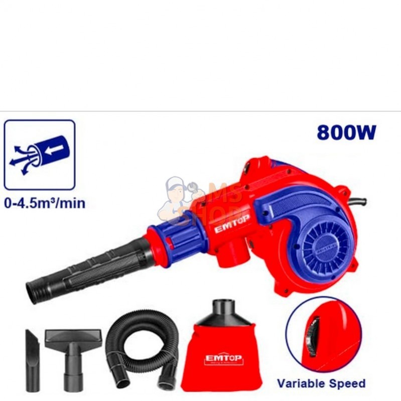 Aspirateur 800 W, débit d’air de 0 a 4,5 m3/min | EMTOP - EABR8003