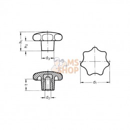 63360840; KRAMP; Poignee M8 x 40mm; pièce detachée