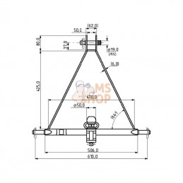 TL150861; KRAMP; Barre à trous et rotule 3 points Cat. 1; pièce detachée