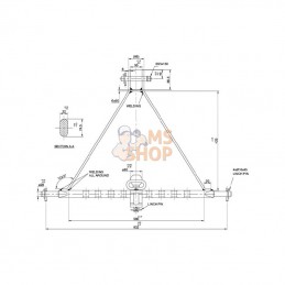 TL150892; KRAMP; Barre à trous et rotule 3 points Cat. 2; pièce detachée