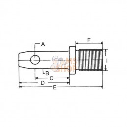 Z428167KR; KRAMP; Axe de bras inférieur 28.6x55mm filetage: 1-1/18"x31mm Cat.2 Kramp; pièce detachée