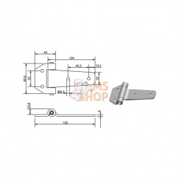 730005KR; KRAMP; Charnière zinguée; pièce detachée