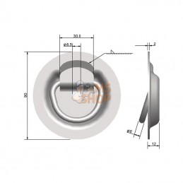 709016KR; KRAMP; Œillet zingué 90 mm H=12 mm; pièce detachée