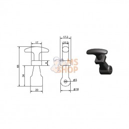 318003KR; KRAMP; Support de capot cpl. 65mm; pièce detachée