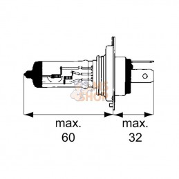 8GJ002525361; HELLA; Ampoule H4 -12V-60/55W bleue; pièce detachée