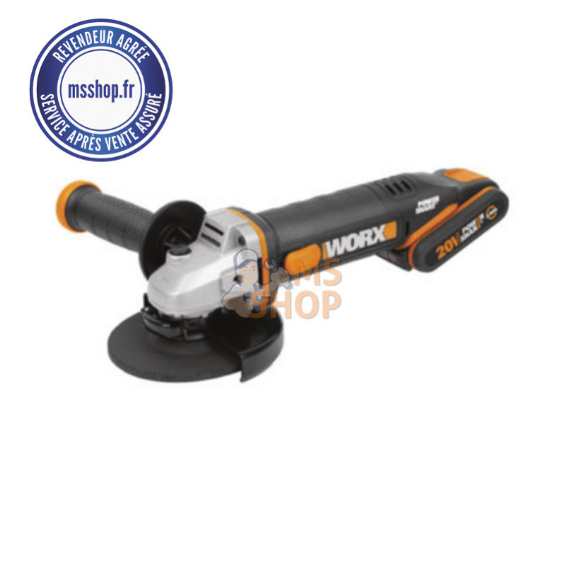 WX803 MEULEUSE D'ANGLE 20V + 2 BATTERIES (2Ah + 4Ah) + CHARGEUR | WORX