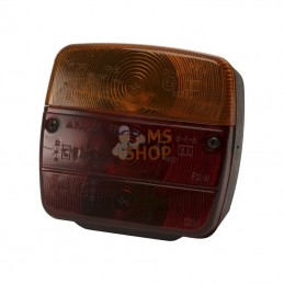 LA11004; AJBA; Feu arrière carré, 12/24V, rouge/ambre, à boulonner, 105x100x52mm, Ajba ; pièce detachée