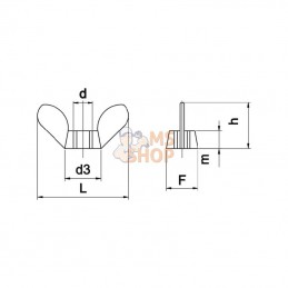 31512RVSDINP010; KRAMP; Ecrou papillon M12 inox A2 DIN; pièce detachée