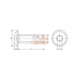 ISO7380ULF860109; KRAMP; Vis tête bombée collet carré plate 6p creux  plate M8x60 10,9; pièce detachée