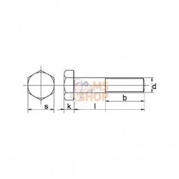 9312080109P001; KRAMP; Boulon hexagonal partiellement fileté M20x80 10.9 zing; pièce detachée