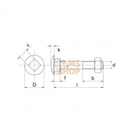 603875; KRAMP; Vis tête bombée collet carré M8x75; pièce detachée