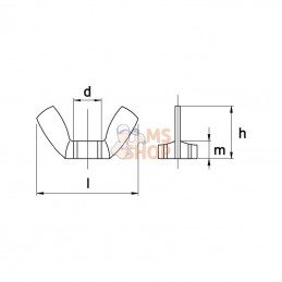 3153RVSAMP025; KRAMP; Ecrou papillon M3 inox A2 AM; pièce detachée