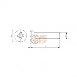 966616RVSP025; KRAMP; Vis à tête fraisée bombée à empreinte de cruciformeM6x16 inox A2; pièce detachée