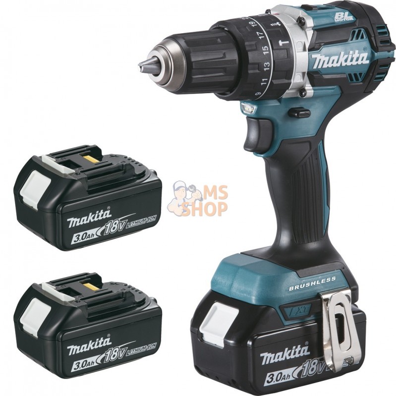 Perceuse visseuse à percussion 18 V Li-ion 3 Ah BL1830 Ø 13 mm (3 batteries) | MAKITA Perceuse visseuse à percussion 18 V Li-ion