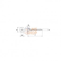7983C4813RVSP100; KRAMP; Vis à tôle tête fraisée bombée cruciforme 4,8x13 inox; pièce detachée