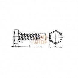 7976C6319P001; KRAMP; Vis à tôle tête hexagonale6,3x19 zinc; pièce detachée