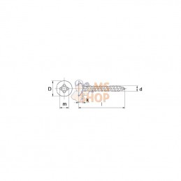 7982C3595RVSP100; KRAMP; Vis à tôle tête fraisée cruciforme pozidriv 3,5x9,5 inox; pièce detachée