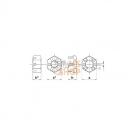 9371215P001; KRAMP; Ecrou hexagonal à créneaux bas DIN937 M12x1.50 a; pièce detachée