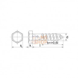 57112240P025; KRAMP; Vis à bois avec tête hexagonal 12x240 4.6 galv.; pièce detachée