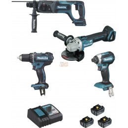 Ensemble de 4 machines 18 V Li-Ion 5 Ah  (DGA504 + DDF482 + DHR241 + DTD153) | MAKITA Ensemble de 4 machines 18 V Li-Ion 5 Ah  (