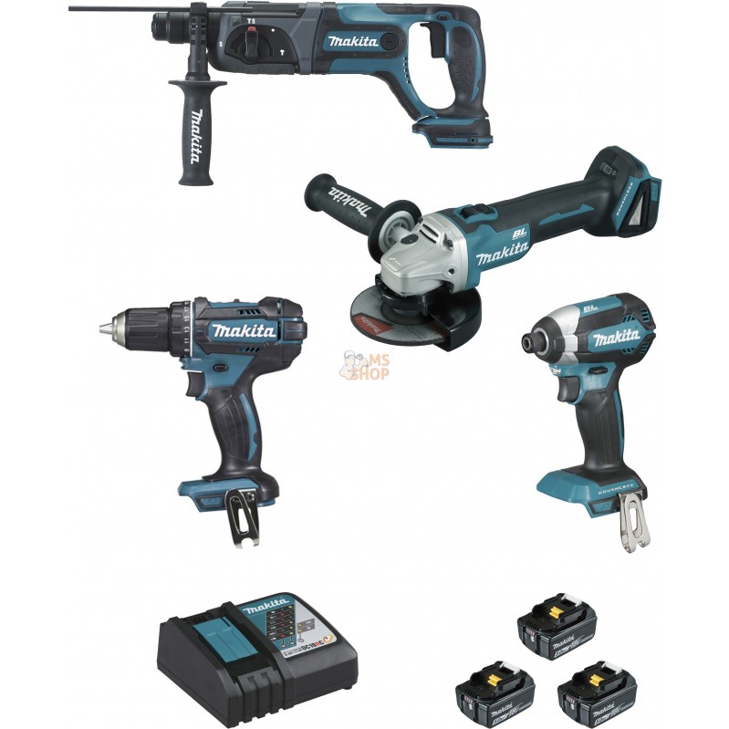 Ensemble de 4 machines 18 V Li-Ion 5 Ah  (DGA504 + DDF482 + DHR241 + DTD153) | MAKITA Ensemble de 4 machines 18 V Li-Ion 5 Ah  (