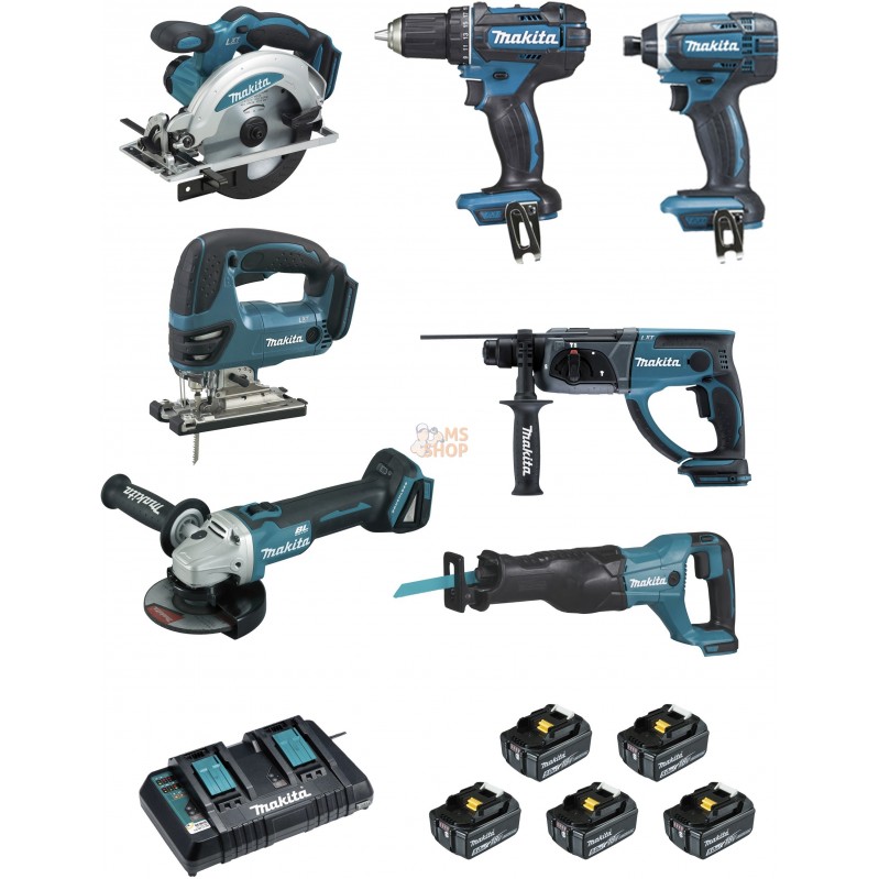 Ensemble de 7 machines  (DDF482 + DTD152 + DGA504 + DSS610 + DHR202 + DJR186 + DJV180) | MAKITA Ensemble de 7 machines  (DDF482 