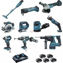 Ensemble de 10 machines BL1850  (DCL180 + DHP481 + DTD154 + DGA506 + DHS680 + DHR243 + DTM51 + DJR18 | MAKITA Ensemble de 10 mac