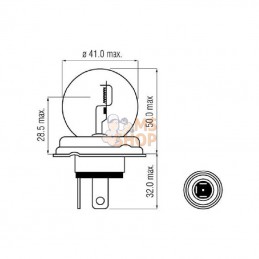 B1244; KRAMP; Ampoule 12V 45/40W P45t; pièce detachée