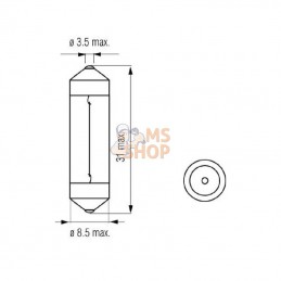 B1245; KRAMP; Ampoule 12V 3W SV6; pièce detachée