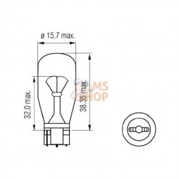 B1241; KRAMP; Ampoule 12V 21W W2,1x9,5d; pièce detachée
