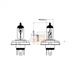 B1239; KRAMP; H5 12V 60W/55W P45t Kramp; pièce detachée