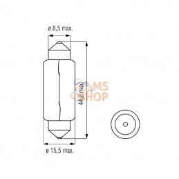 B1237; KRAMP; Ampoule 12V 15W SV8,5; pièce detachée