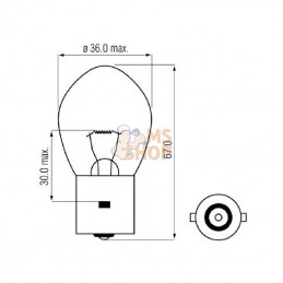 B1260; KRAMP; Ampoule 12V 45W BA20s; pièce detachée