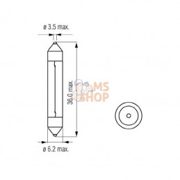 B1253; KRAMP; Ampoule 12V 3W SV6; pièce detachée
