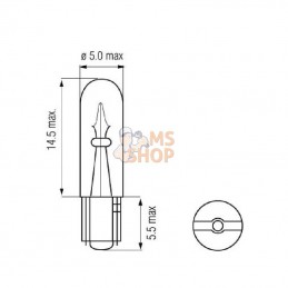 B2427; KRAMP; Ampoule 24V 1.2W W2x4.6d; pièce detachée