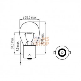 B1228; KRAMP; Ampoule 12V 18W BA15s; pièce detachée