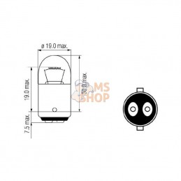 B1226; KRAMP; Ampoule 12V 10W BA15d; pièce detachée