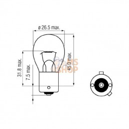 B1219; KRAMP; Ampoule 12V 21W BAU15s; pièce detachée