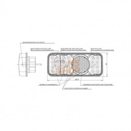 LA40036; KRAMP; Feu arrière LED rectangle gauche 5 plots; pièce detachée
