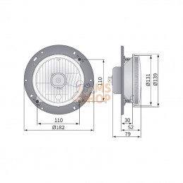 LA80153; KRAMP; Phare avant verre à encastrer H4; pièce detachée