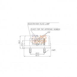LA410032M; KRAMP; Eclairage de plaque immatriculation. LED  compacte câble 2 m; pièce detachée