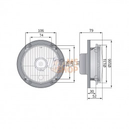 LA80150; KRAMP; Phare avant verre à encastrer H4; pièce detachée