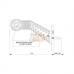 LA30018; KRAMP; Feu de gabarit gauche 0° long; pièce detachée