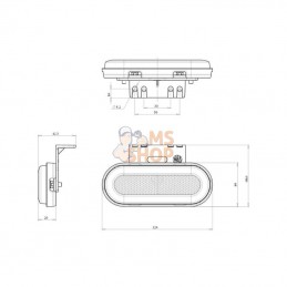 LA30154; KRAMP; Feu de position latéral rectangulaire branchement par câble LED 12-24V KRAMP; pièce detachée