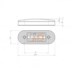 LA30155; KRAMP; Feu de position latéral rectangulaire branchement par câble LED 12-24V KRAMP; pièce detachée